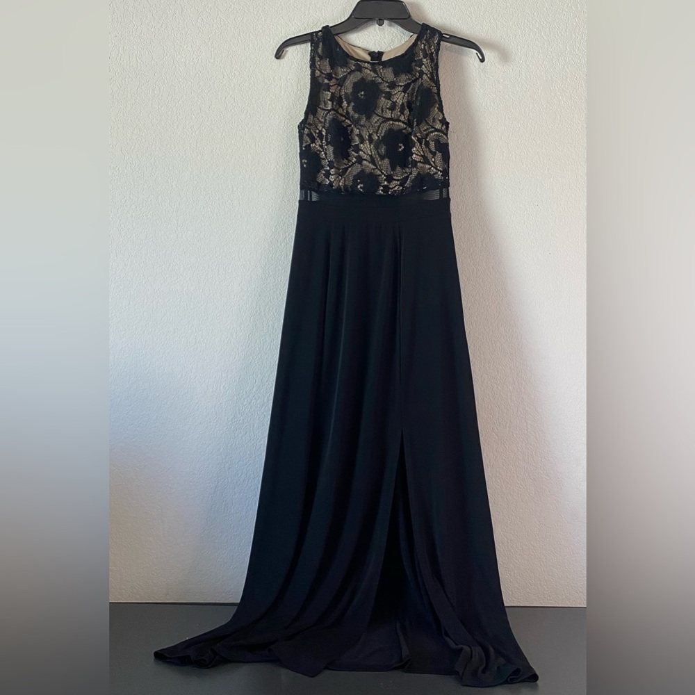 ENFOCUS STUDIO Black Sleeveless Semi-Formal Evening Dress w/ Floral Size 4